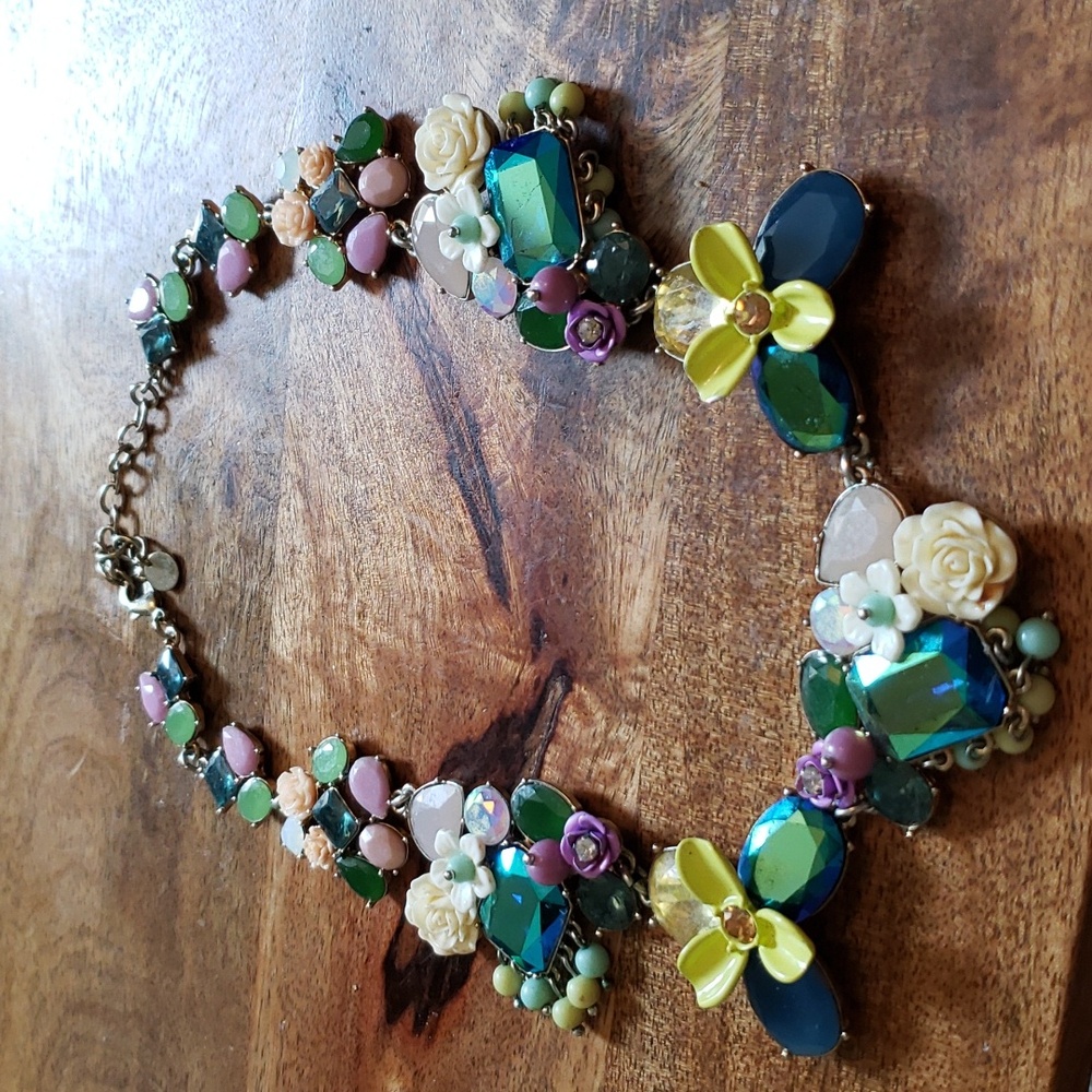 Vintage Multicolor Floral Statement Necklace